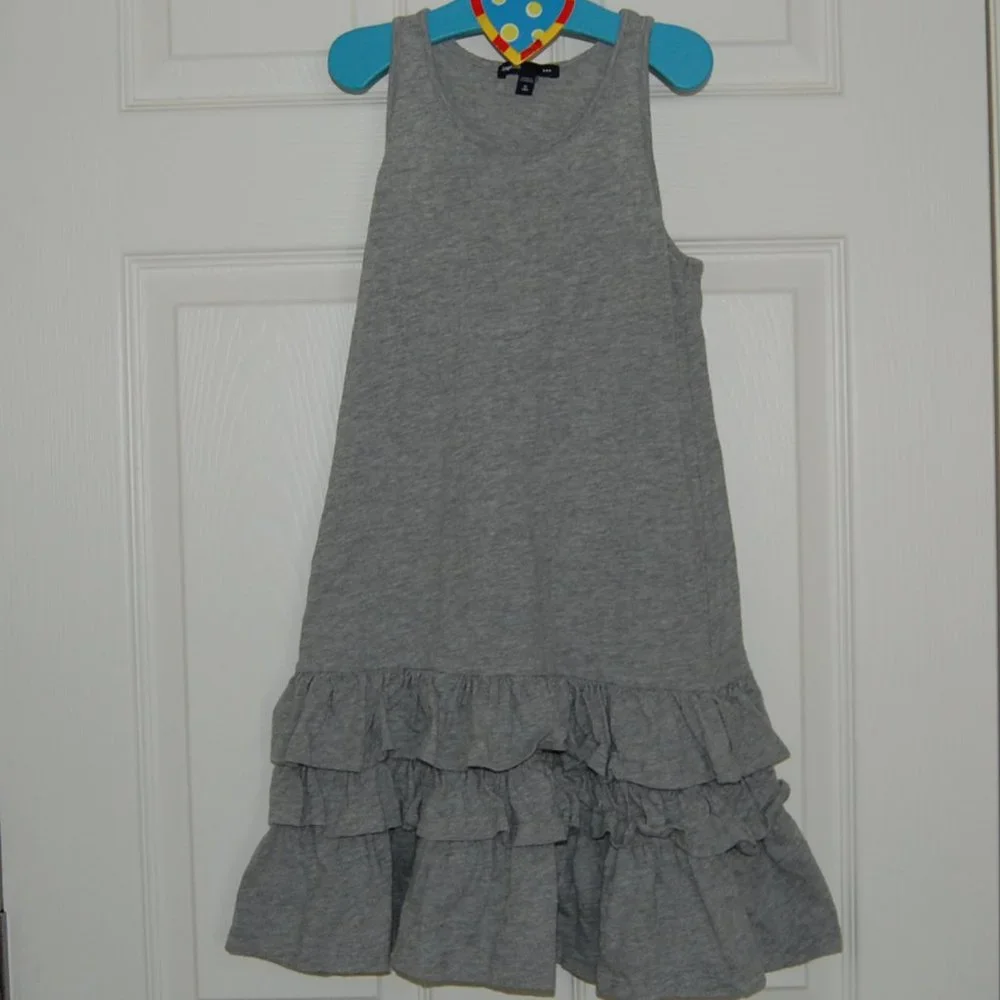 COPY - GAP Girls Size S (6-7) Cotton Gray Sleeveless Ruffle Dress